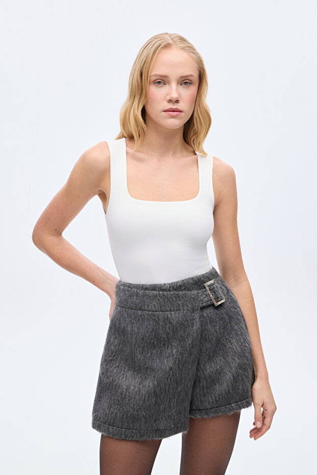 Kare Yaka Basic Bodysuit Ekru - 4