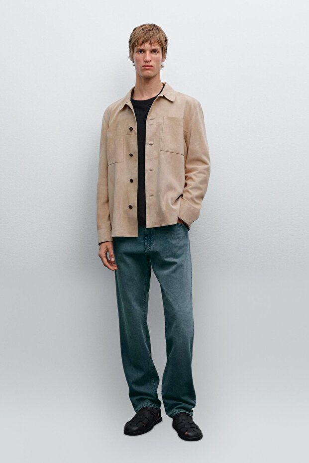 Süet deri ince ceket - 1