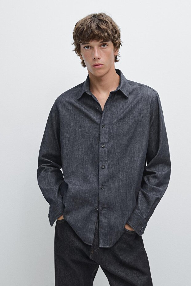 Ağır denim gömlek - 2
