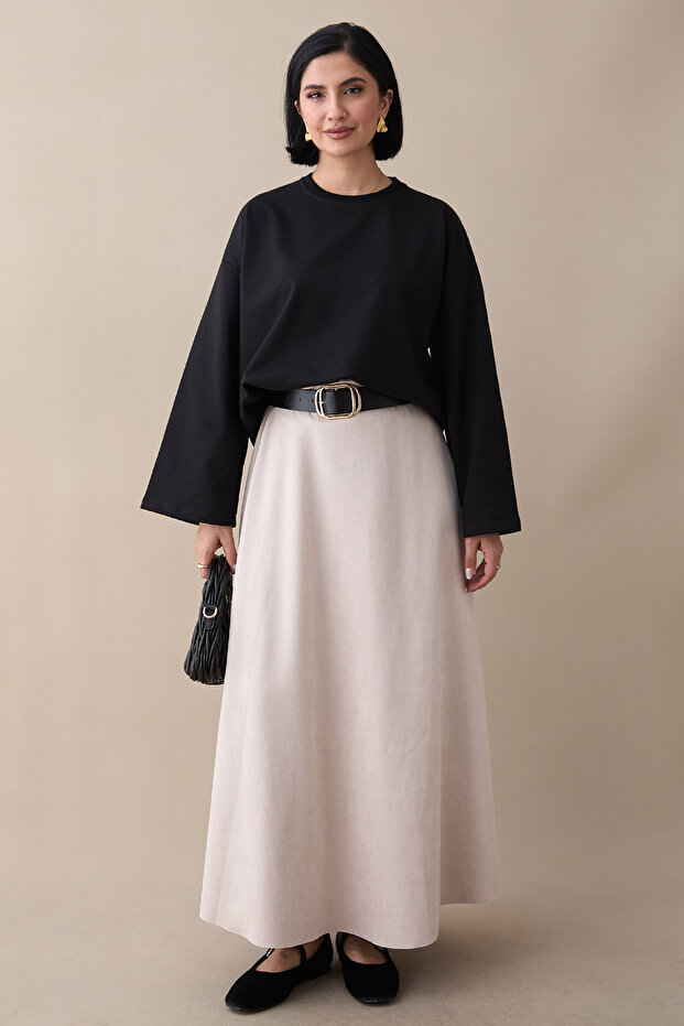 Oversize Geniş Kol Siyah Sweat - 4