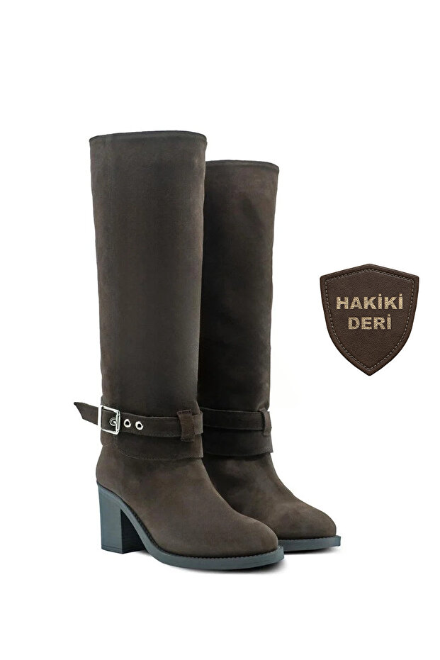 Hakiki Deri Kalın Topuklu Kadın Çizme 059 02 - 8