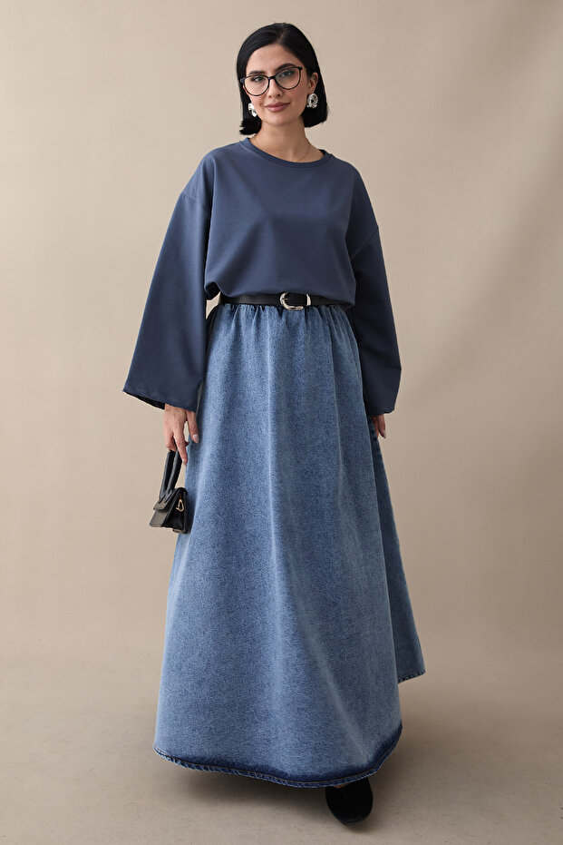 Oversize Geniş Kol Antrasit Sweat - 5