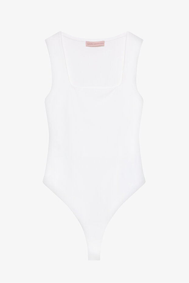 Kare Yaka Basic Bodysuit Ekru - 2