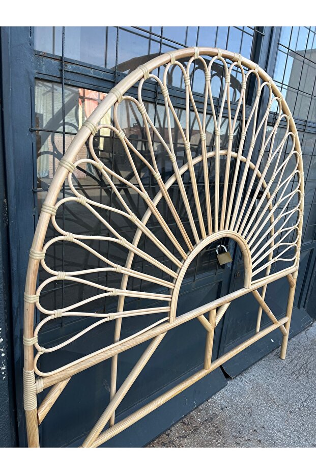 Bambu Rattan Hasır Yatak Başlığı Güneş Model El Yapımı Çift Kişilik 180cm Naturel Renk - 2