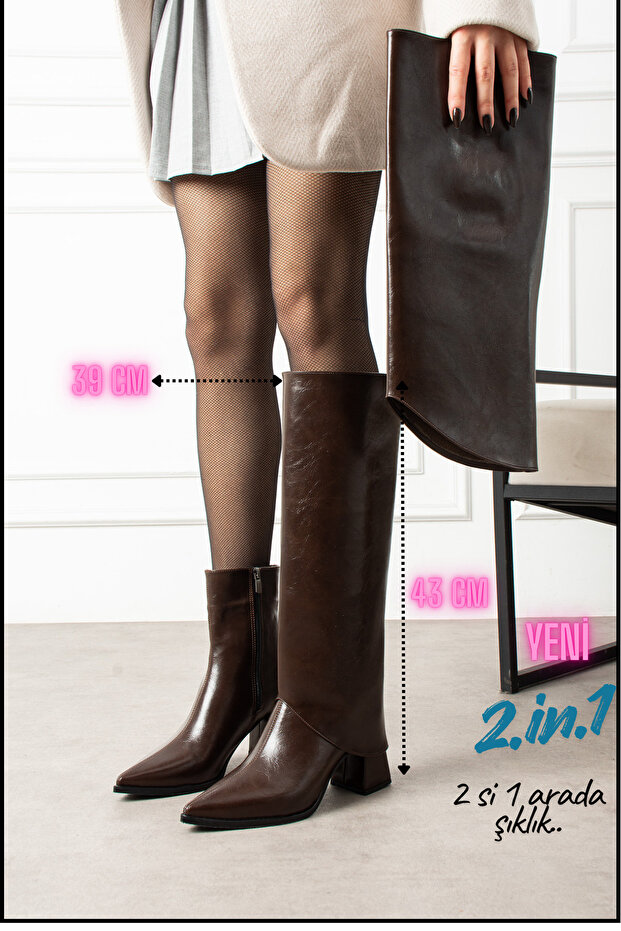 Nana Dust Cover Detailed Toe Buckle Belt Accessory 7 cm Heel Zipper Boots