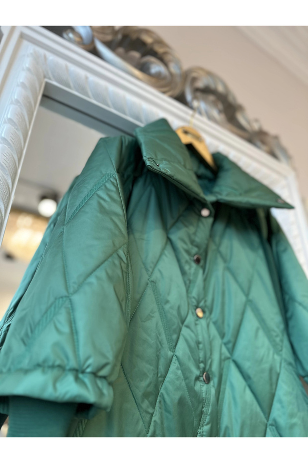 Yeşil Kapitone Mont - 6