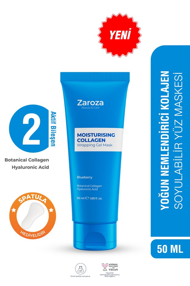 Moisturizing Collagen Glass Mask - Hyaluronic Acid, Ceramide, Peel-Off Gel Face Mask - Blueberry 50ml