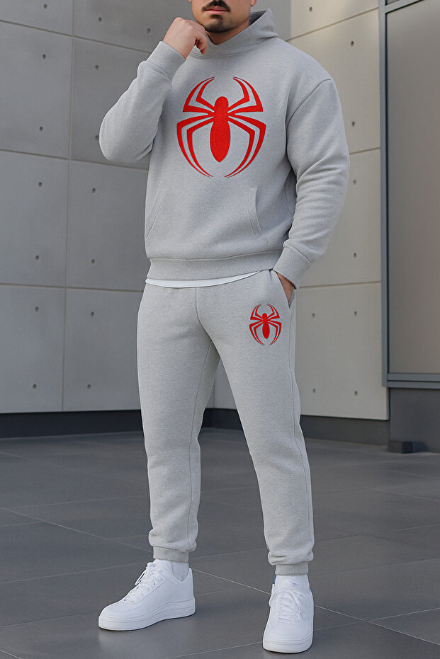 طقم رياضي للجنسين 3 Thread K بغطاء رأس Spider B مطبوع
