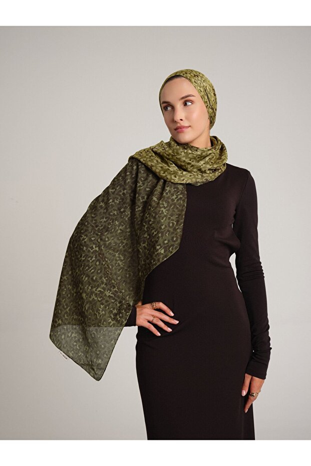 Peleng Leopard Patterned Double-Sided Shawl - Green