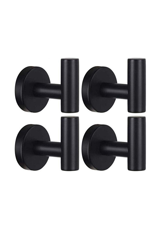 4-Piece Black Stainless Steel Towel Hooks, Heavy Duty Robe Coat Hook for Bathroom Door