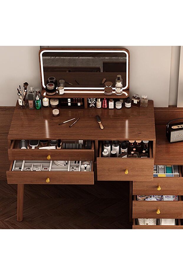 طاولة مكياج متعددة الوظائف مع مرآة LED - 2