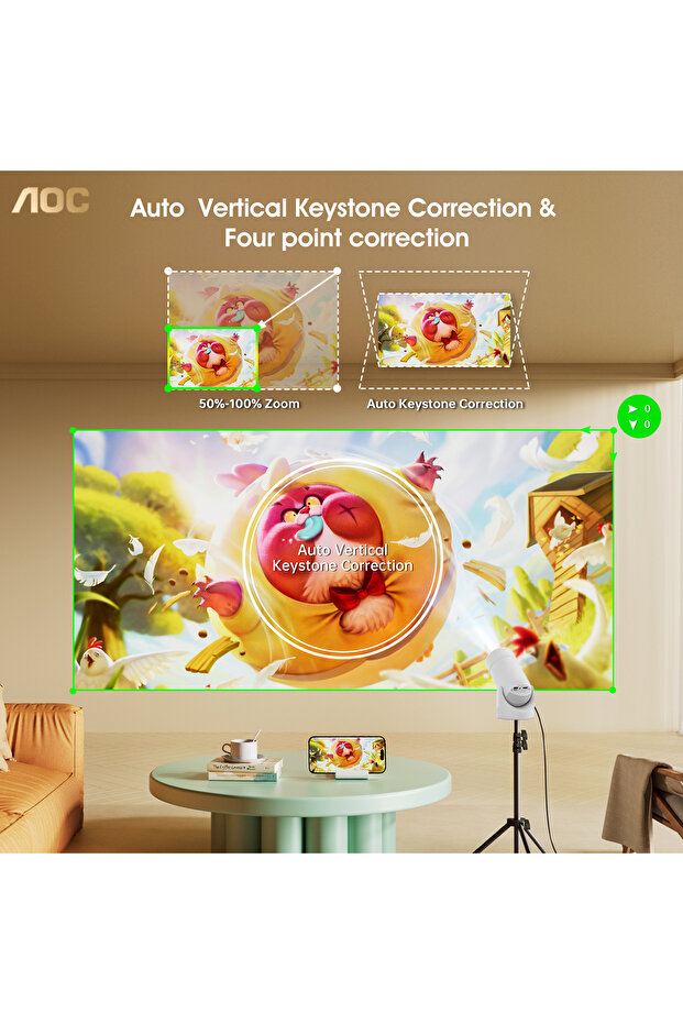 Mini Projector with WiFi and Bluetooth, Full HD 4K Support with 180° Rotation Adjustment - 4