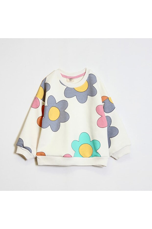 Girl's Floral Patterned Sweatshirt