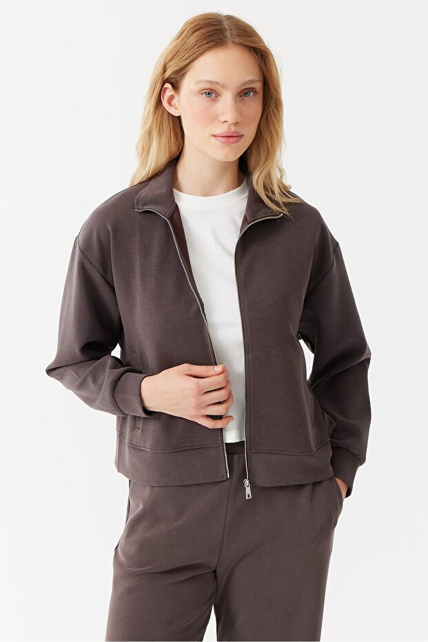 Kadın Fermuarlı Sweat Üst - 5
