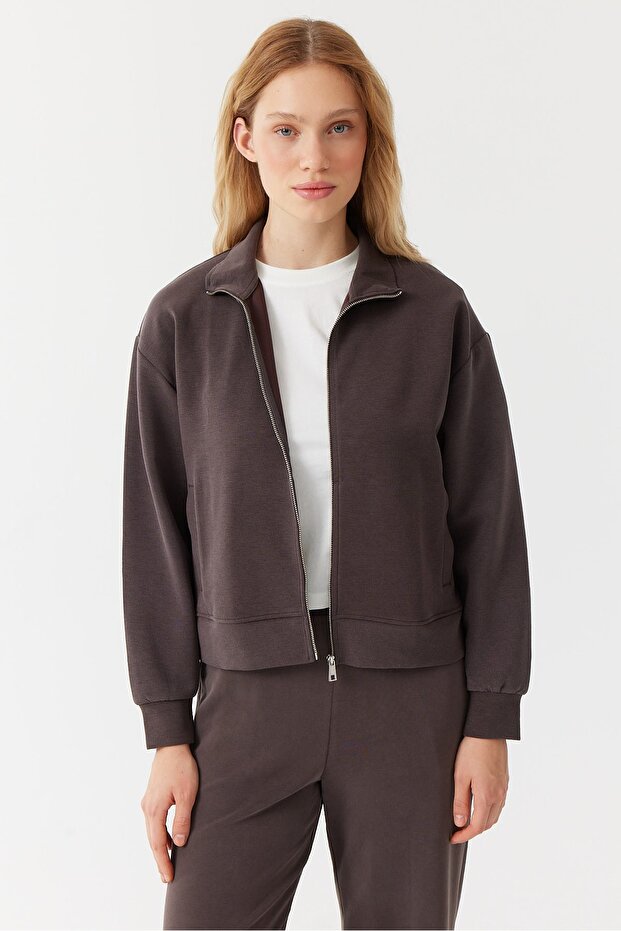 Kadın Fermuarlı Sweat Üst - 1