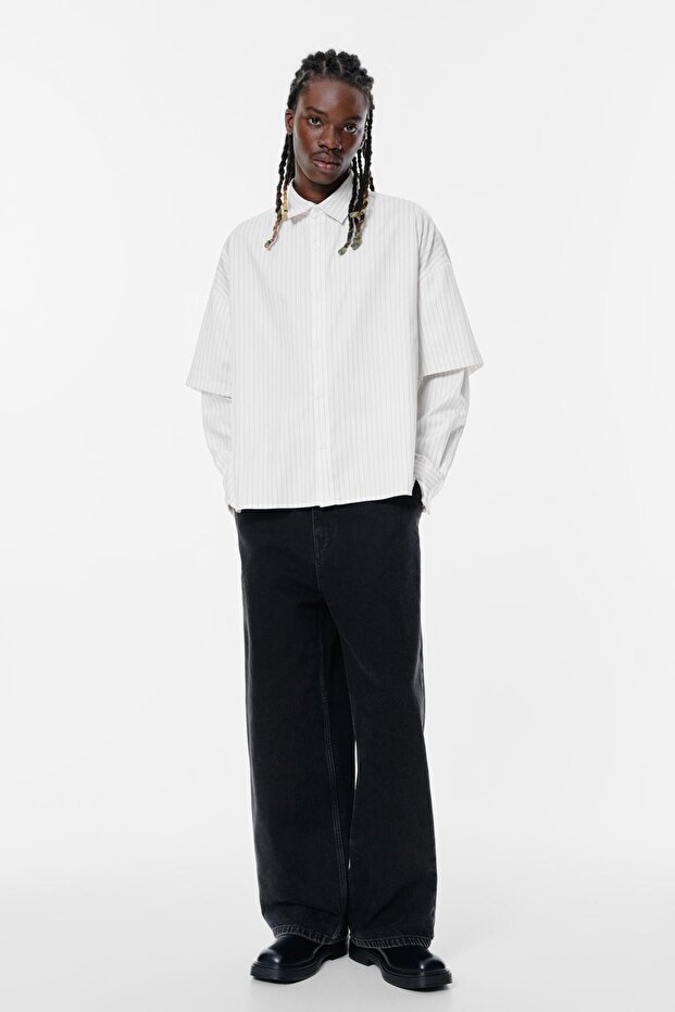 Çift Kol Çizgili Gömlek - 3