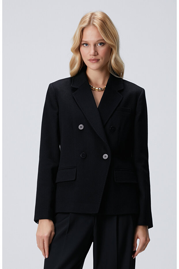 Limited Siyah Kaşmir Ceket - 4