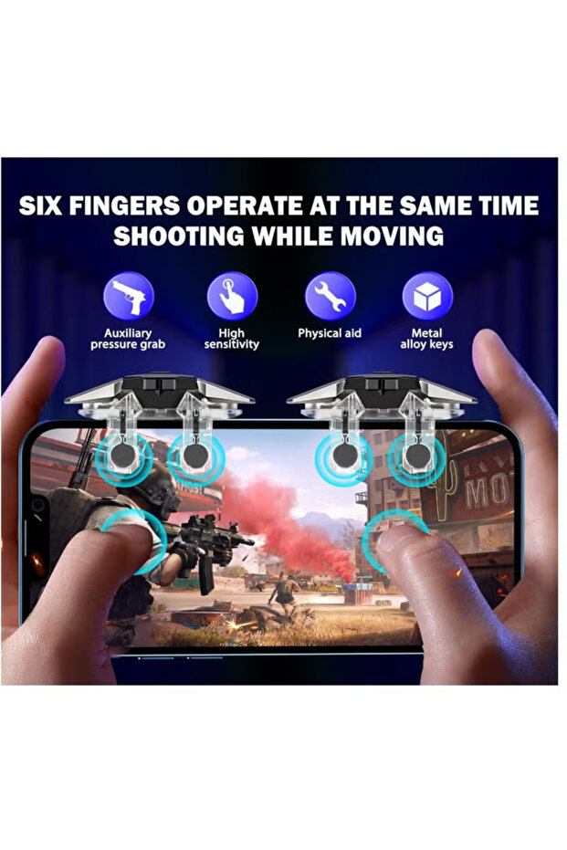 Mobile game controller, sensitive operation, 6-finger trigger, compatible with various games - 2