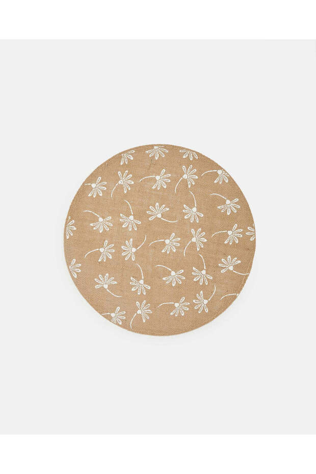 Beige Printed Round Placemat