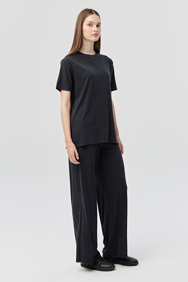 Kadın İnce Fitilli Örme Pantolon - 3