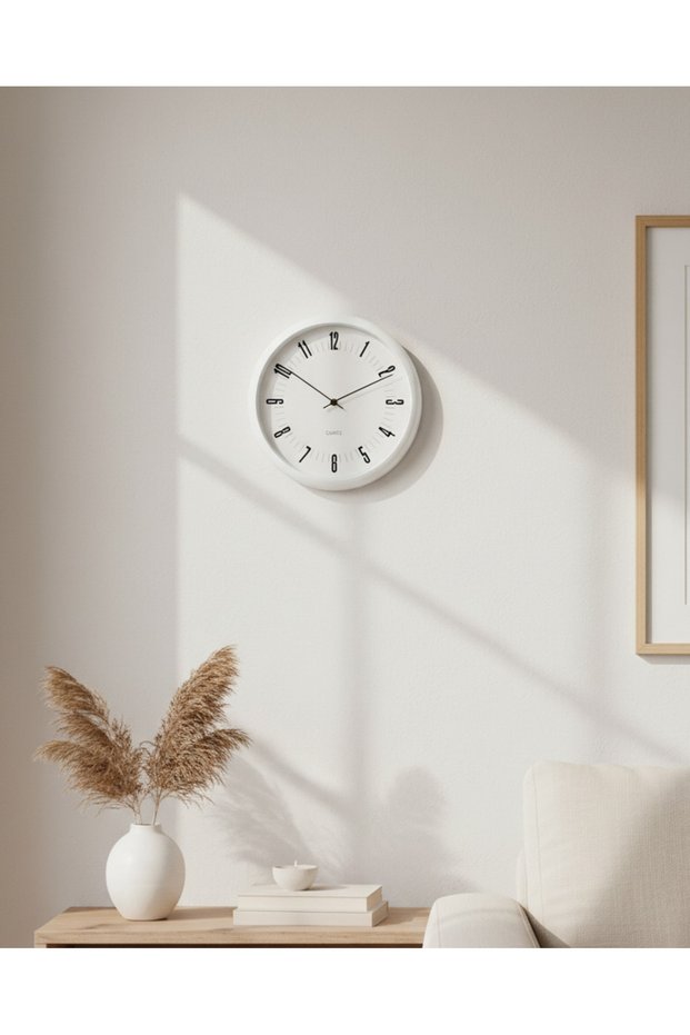 White Frame Wall Clock With Glass Cover