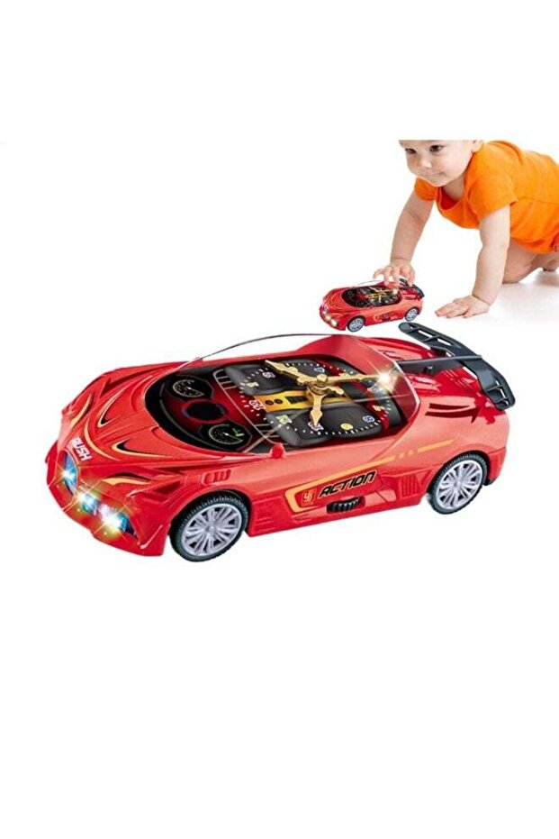 Interactive Clock Sports Car Toy with LED Lights & Music - Educational Racing Car Clock