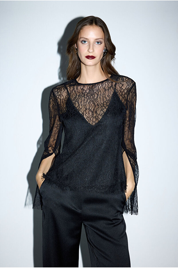 Mert Aslan Dantel Bluz - 4