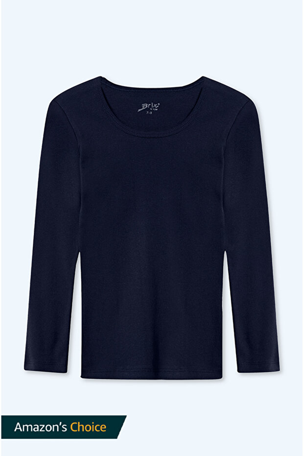 Girl's Long Sleeve T-Shirt Navy Blue Color