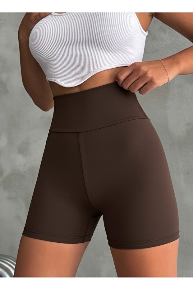 Women's Brown Shaping Super Mini High-Waisted Leggings