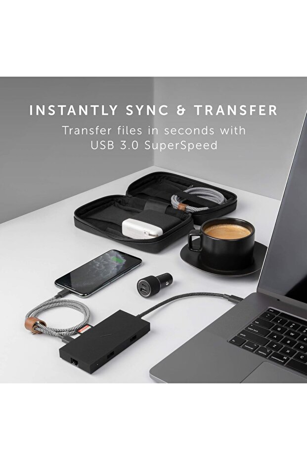 USB-C Smart Hub - 7-in-1 Adapter (2x USB3.0, USB-C PD, HDMI 4K@30Hz, SD/MicroSD, Ethern - 6