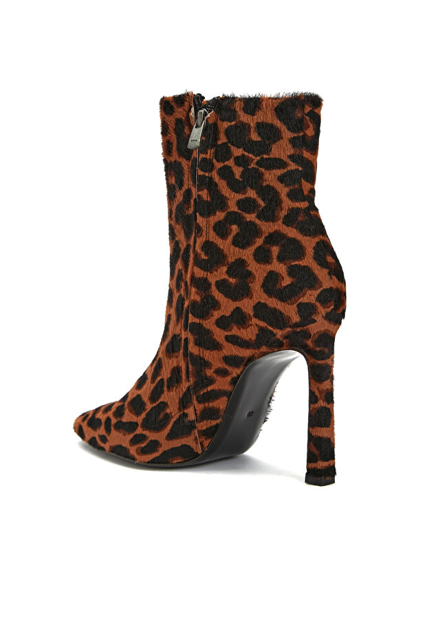 Leopar Desenli Kadın Deri Bot - 3