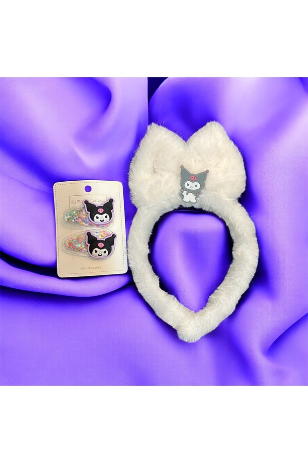 Kuromi Plush Children's Crown & Kuromi Hair Clip Set