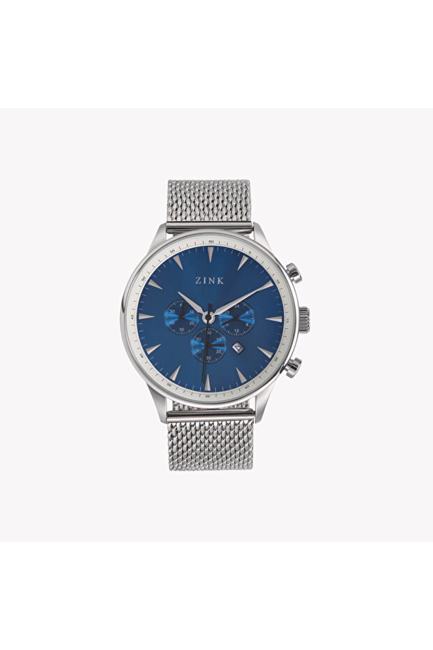 Men's Silver Stainless Steel & Blue Analog Watch | ZK127G2MS-46