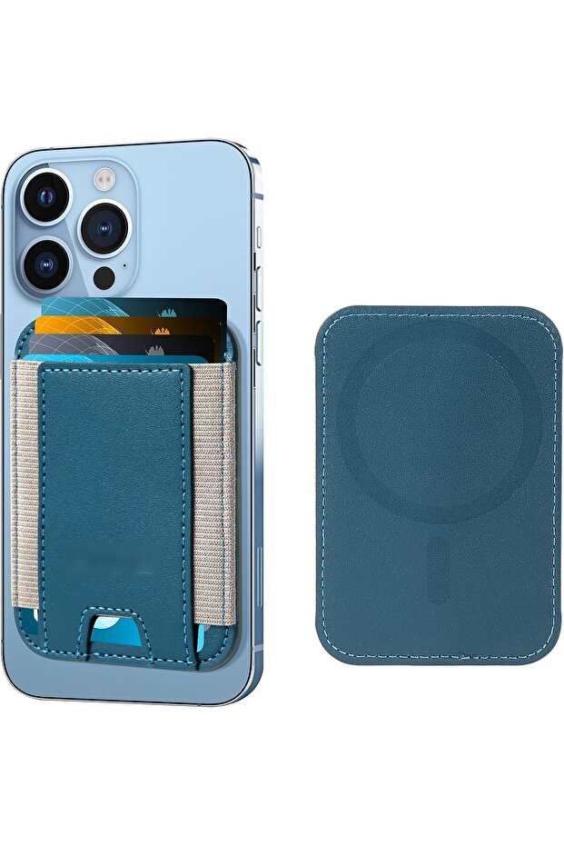 Magnetic Card Wallet Holder for Apple MagSafe - Leather Wallet for iPhone 14/13/12, B