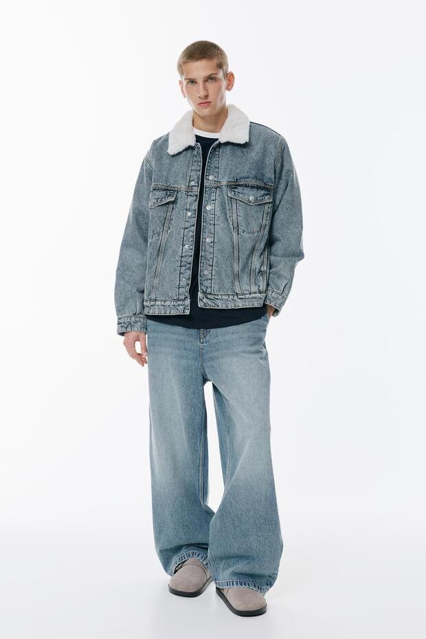 Suni Kürk Yakalı Kot Ceket - 3