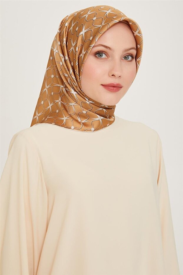 Monogram Patterned Twill Pure Silk Scarf 9207D 05