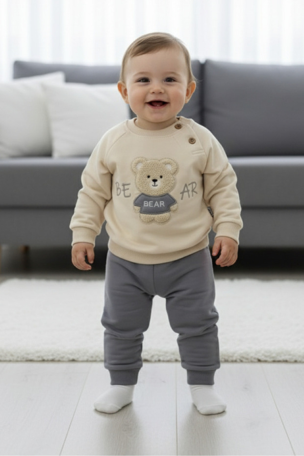 Teddy Bear Embroidered Welsoft 2-Piece Baby Boy Set 6-9 Months, 9-12 Months, 12-18 Months