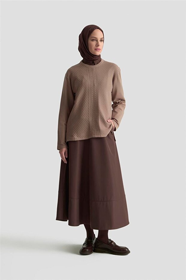 Patterned Sweater 25Kd7008 Mink - 2