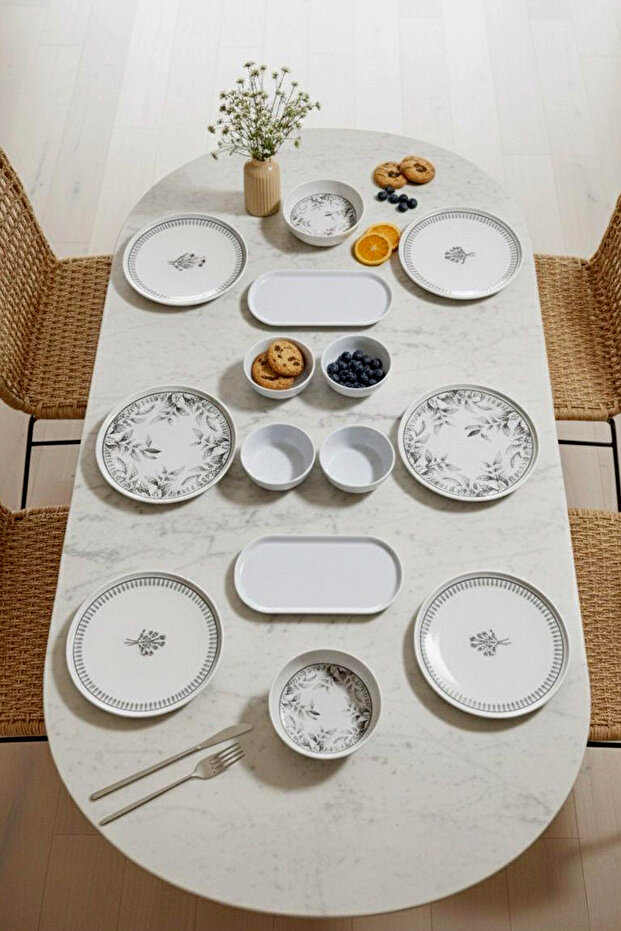 14-Piece 6-Person Cold Flowers Breakfast Set – Luxury Breakfast Presentation Plate Set