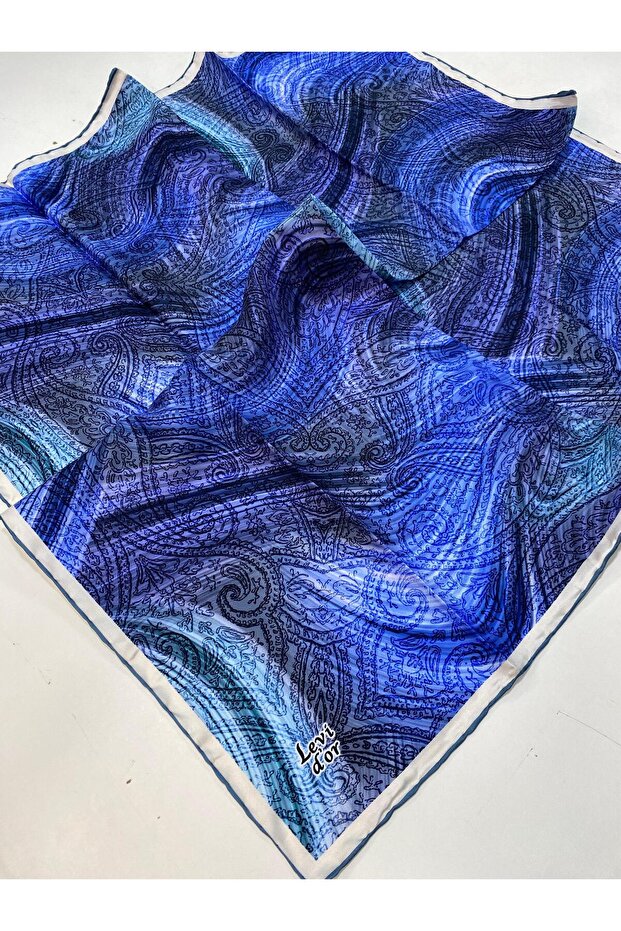 Blue Tivil Silk Scarf Ist 77340 - 1 Mixed Pattern