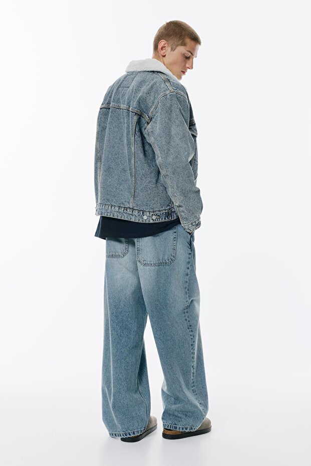 Suni Kürk Yakalı Kot Ceket - 5