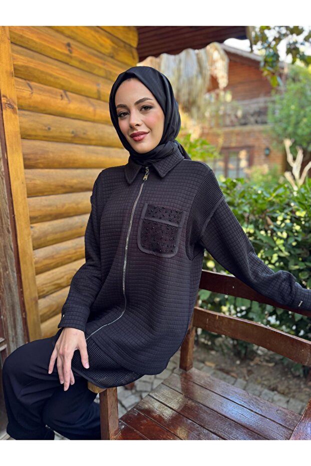 FİLE DETAYLI FERMUARLI GÖMLEK - 2