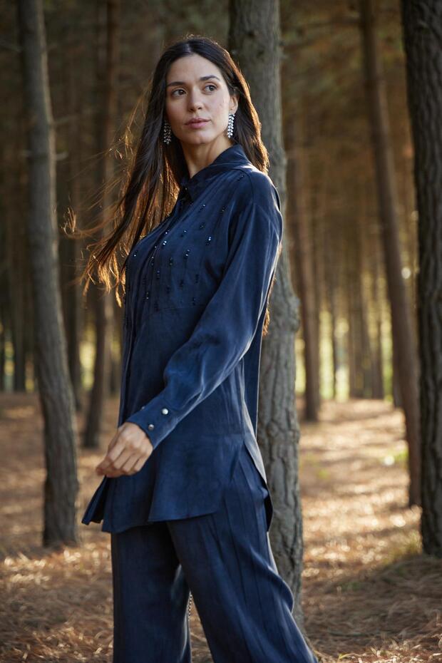 NERVÜR DETAYLI TAŞ İŞLEMELİ TAKIM - 7