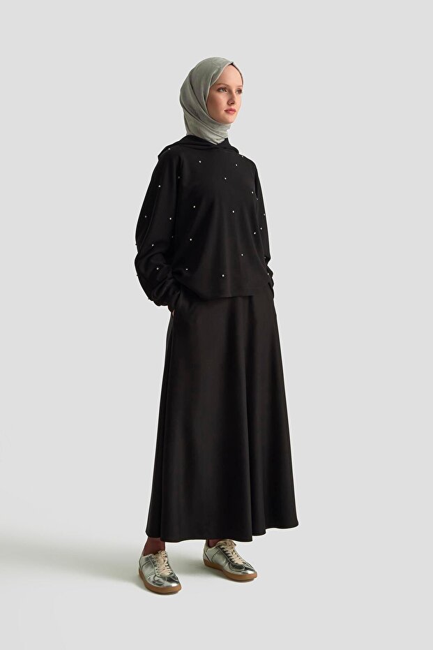 Kloş Örme Etek 25KD4033 Siyah - 3