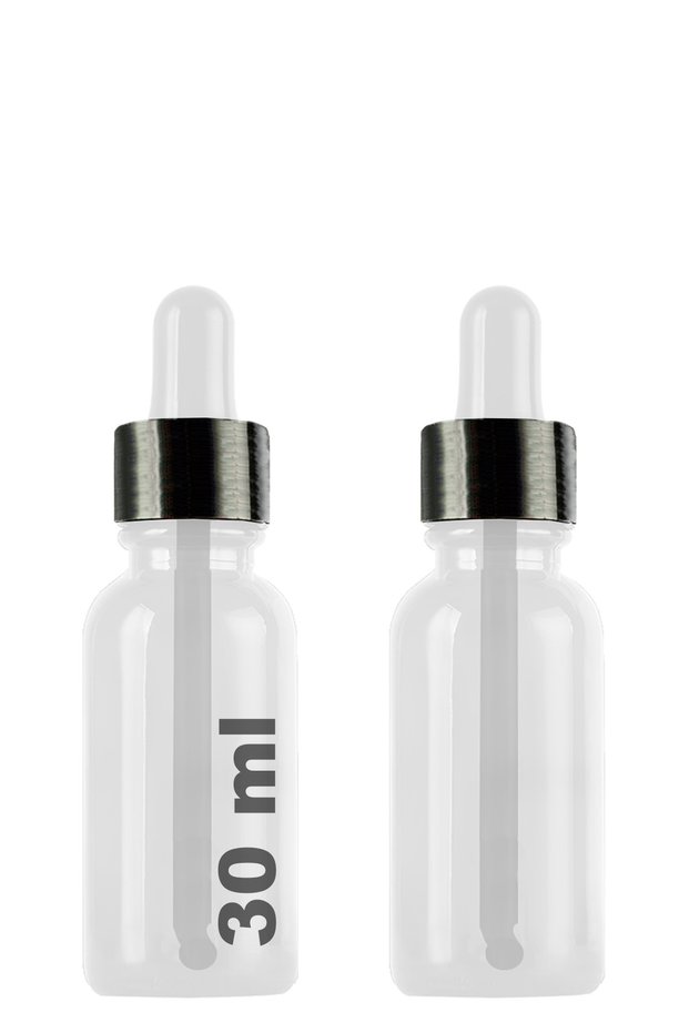 30 ml Clear Glass Dropper White Serum Bottle 30 Cc Metal Cap Dropper Glass Bottle 2 Pieces