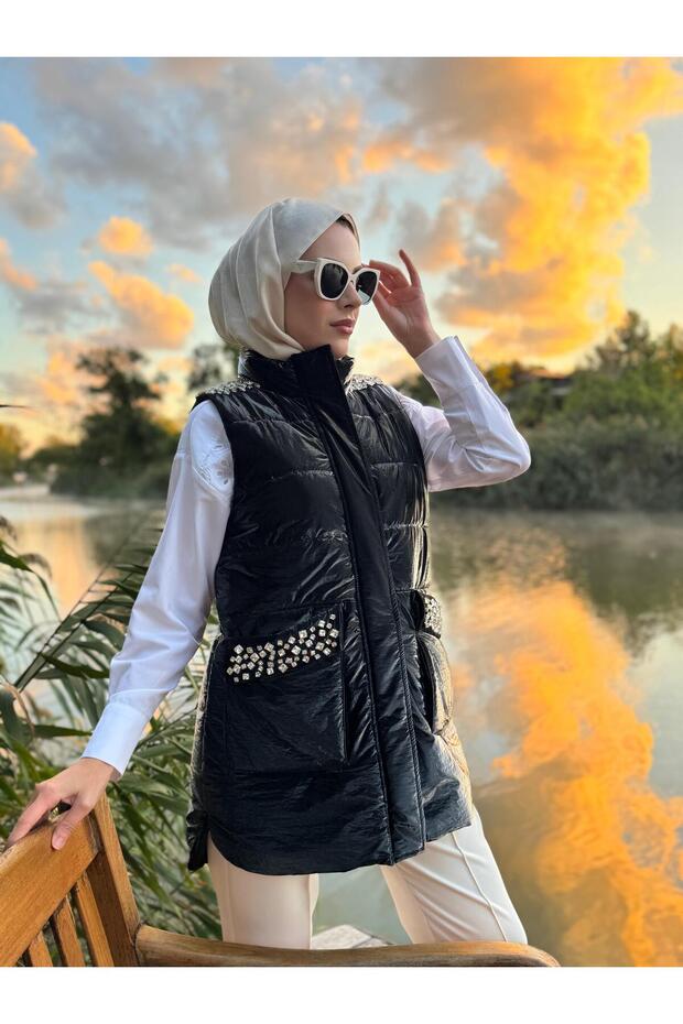 PUL NAKIŞLI TAŞLI YELEK - 2