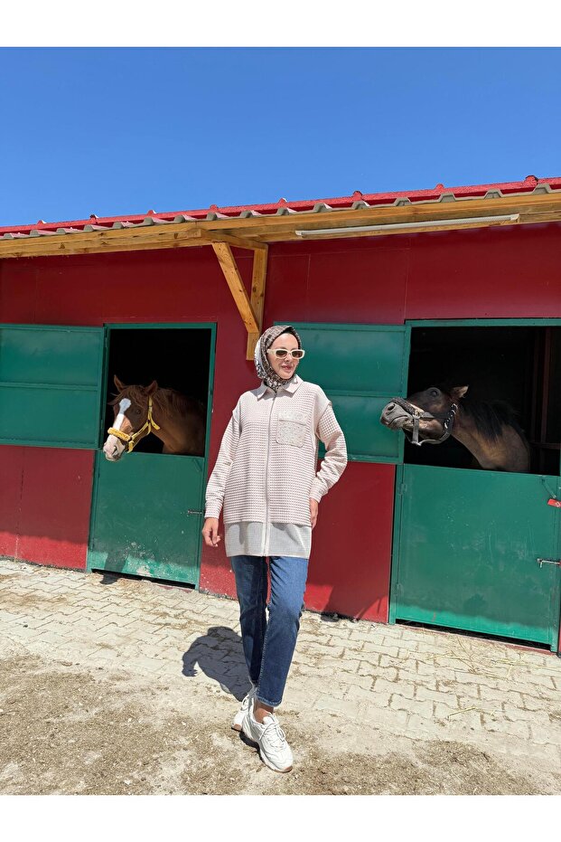 FİLE DETAYLI FERMUARLI GÖMLEK - 4