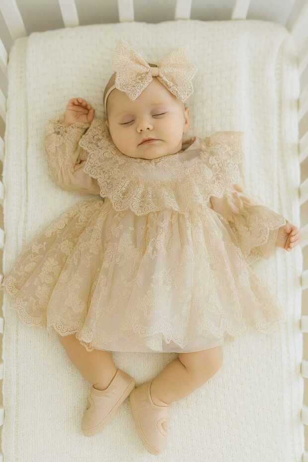 Baby Girl Guipure Lace Mevlit Dress Set