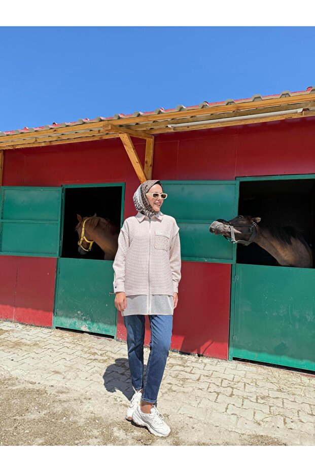 FİLE DETAYLI FERMUARLI GÖMLEK - 1