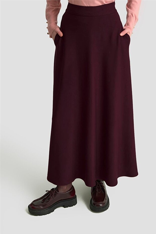 Kloş Örme Etek 25KD4033 Mürdüm - 2